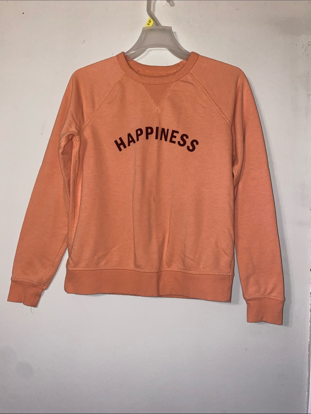 Sonoma Peach Crewneck Sweatshirt with 'HAPPINESS' Arch